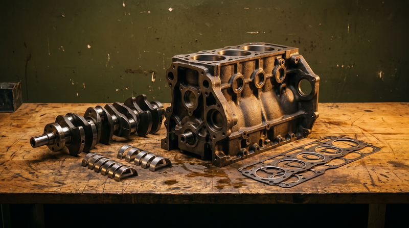Engine block, crankshaft and gasket set